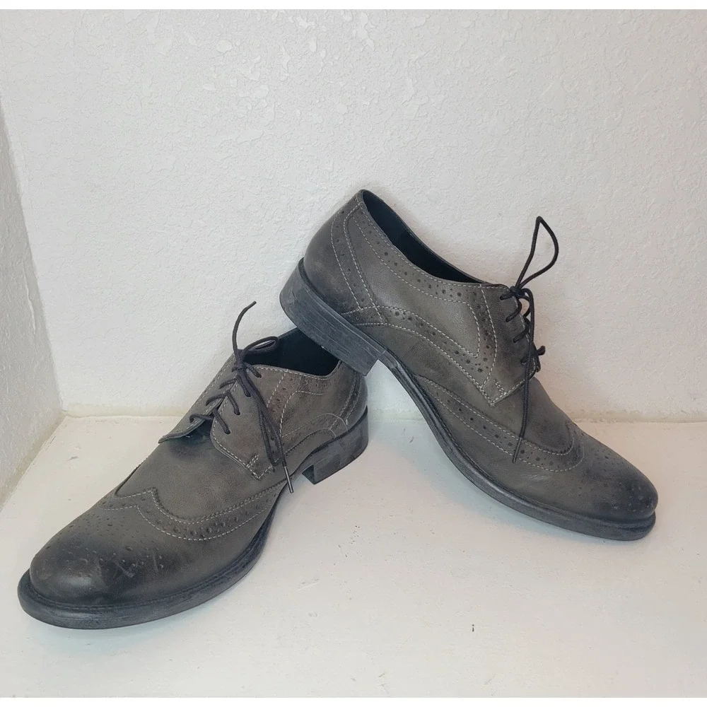 Men's Oxford Shoes Hush Puppies Shepsky Wingtip Olive Green Size 10 -Read